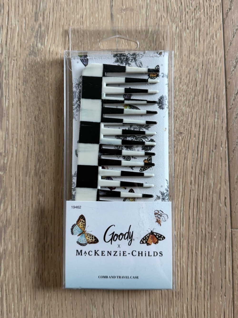 MacKenzie-Childs x Goody Comb and Case Courtly Check and Butterfly Toile